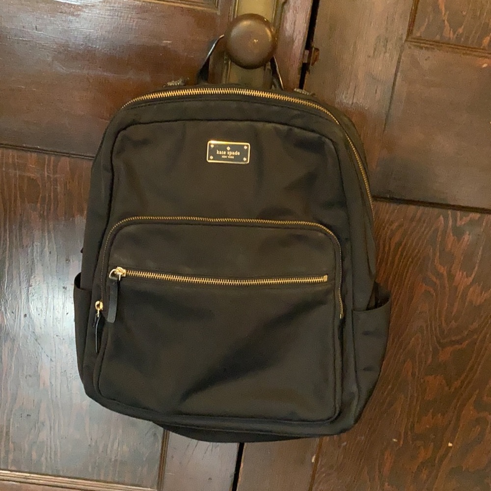 Kate Spade nylon backpack with leather trim and gold tone hardware
